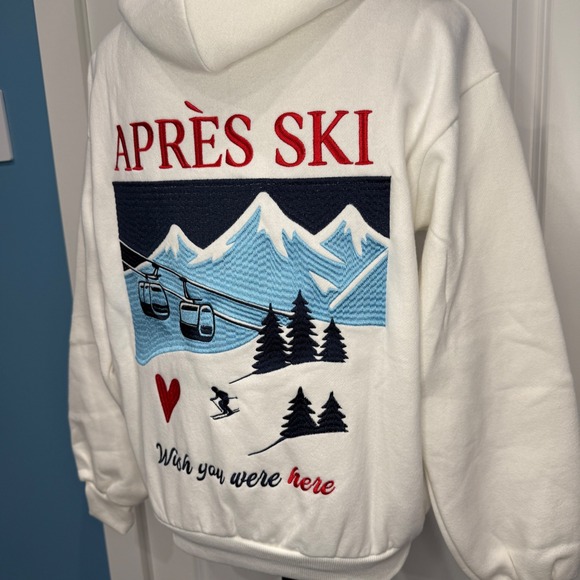 Altar'd State AS Revival Cream Apres Ski Embroidered Hoodie Whipstitch Size XXS - Picture 5 of 11
